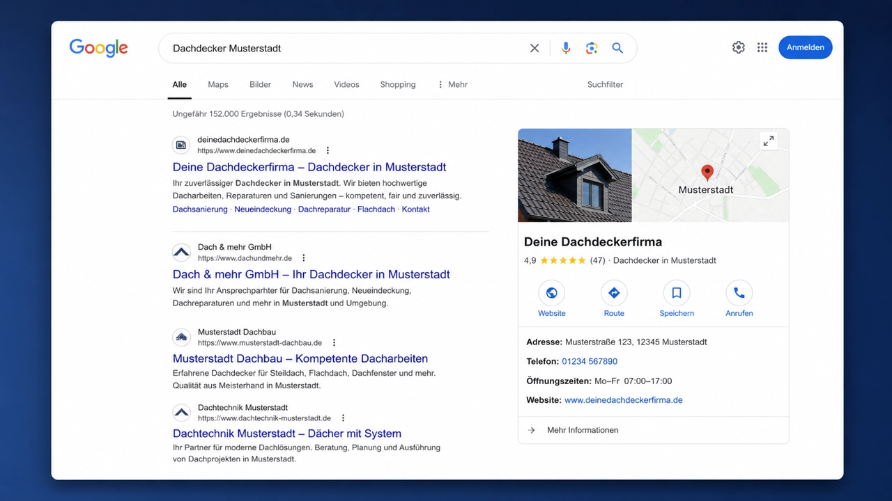 Gefunden werden bei 'Dachdecker [Stadt]'