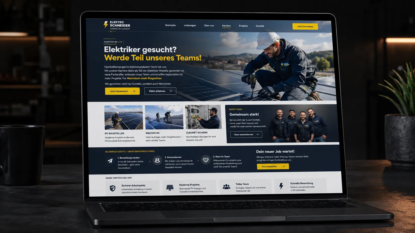 Karriere-Seite gegen Elektriker-Fachkräftemangel