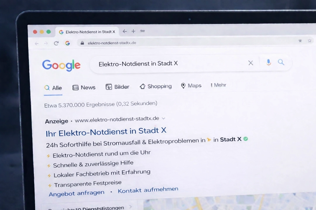 Local SEO für 'Elektriker [Stadt]' und Notdienst-Anfragen