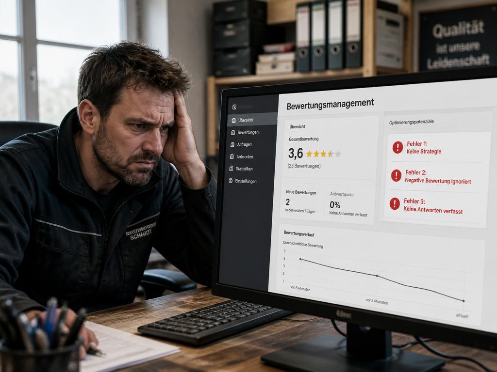 Bildschirm mit drei roten Warnhinweisen zu typischen Fehlern im Bewertungsmanagement
