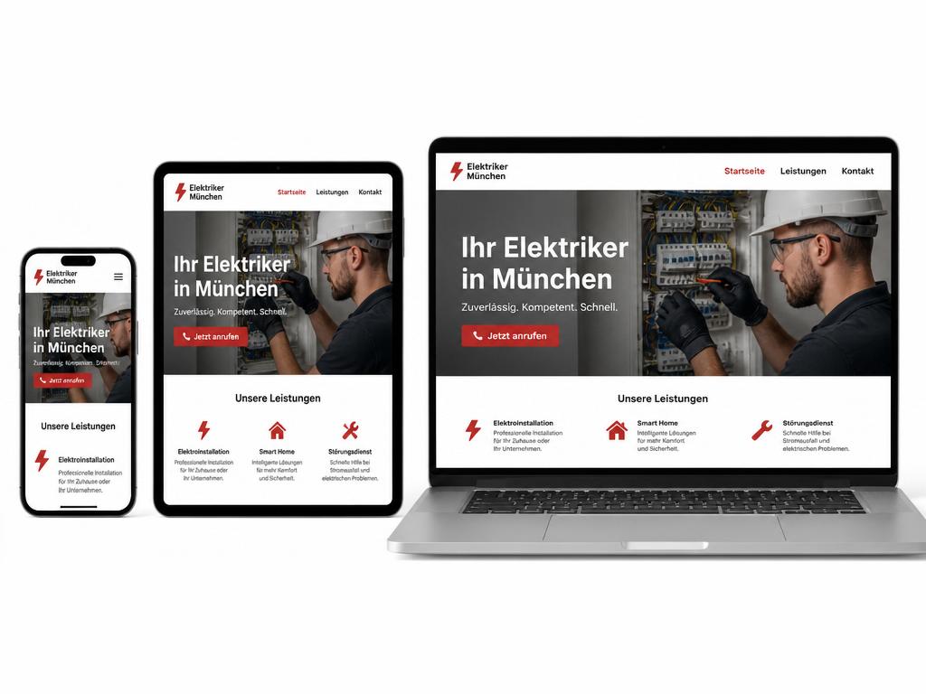 Responsive Handwerker-Website auf Smartphone, Tablet und Desktop