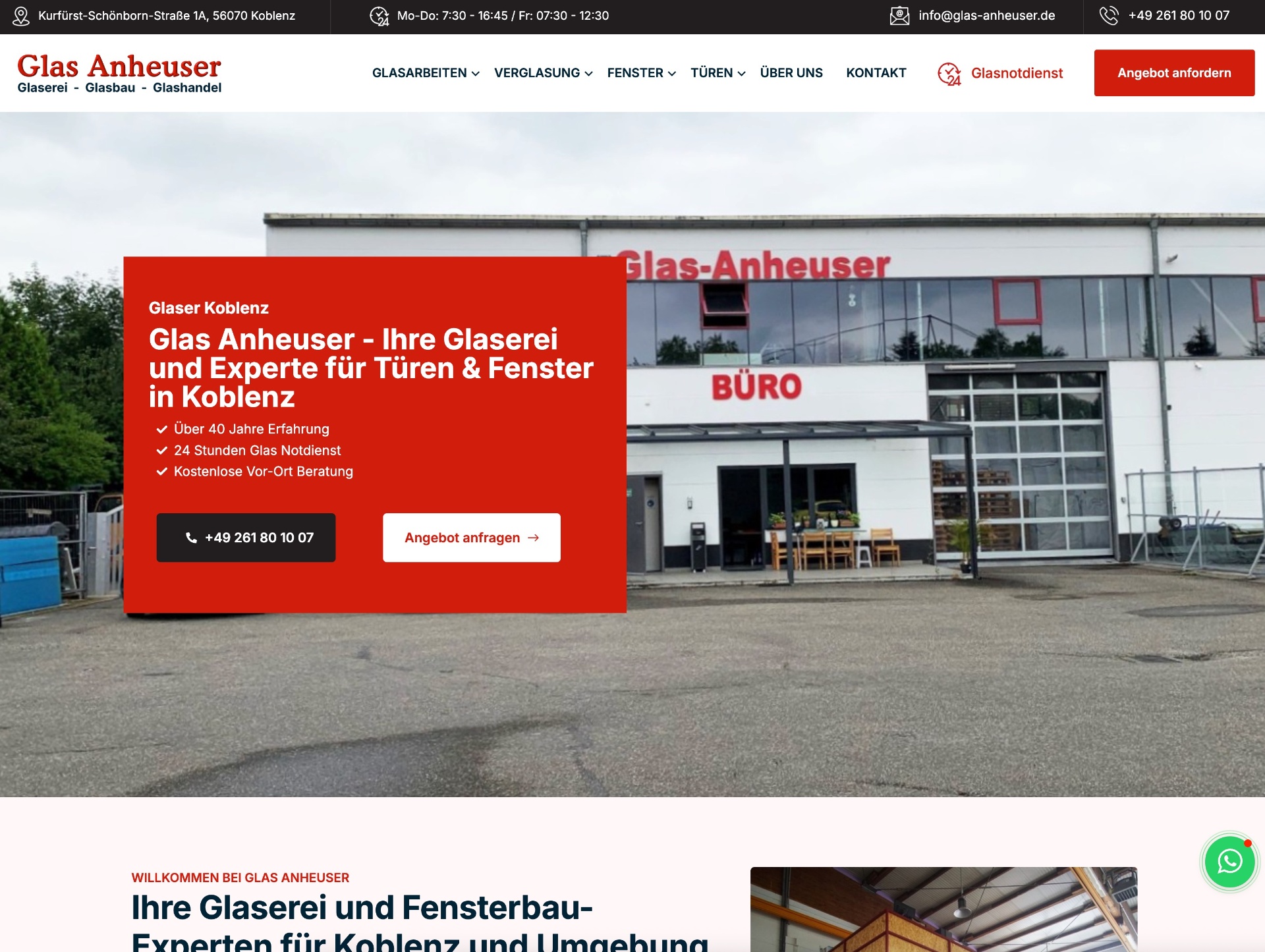 Website Glas Anheuser